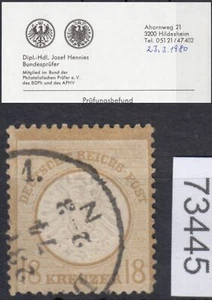 Dr 1872, Mich No 28 Postmarked Tested Certificate (Deficiency - Picture 1 of 4