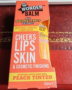 Peach Tinted Wonder Balm for Lips Dry Skin Cheeks Hand Moisturiser - 50ml - Picture 1 of 2