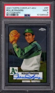 Rollie Fingers Topps 2021 cromo platino aniversario #RF autógrafo graduado PSA 9 - Imagen 1 de 2