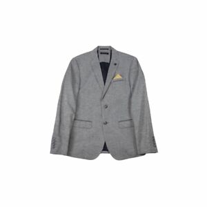 Selected Homme Linen Blend Oxford Blazer Jacket Grey 36R