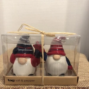 NEW tag Patriotic Gnome Salt & Pepper Shakers July 4th Red Blue Stars w/Gift Box - Picture 1 of 9