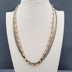Premier Designs Layered Necklace  Freshwater Pearl Gold Tone Beads 18"-21"