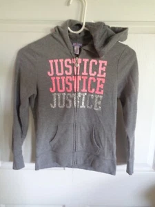 Girl's - Justice - Gray / Pink - Zip Up Hooded Jacket - Size 8 - Picture 1 of 1