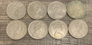Lot Of 8 Coins British 10 1969-1980 New Pence Wonderful Circulated Tokens Shiny - Picture 1 of 19