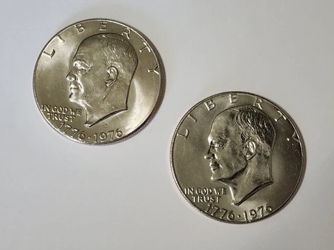 1976 P & D BU Eisenhower Type 1 Dollars CUT FROM MINT SETS-2 coins *SHIPS FREE* Cover