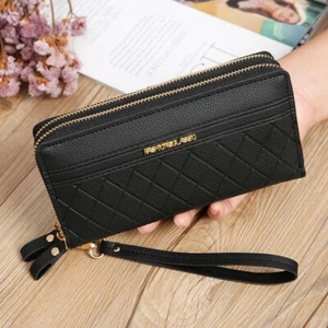 Double Zipper Women Wallet Clutch Long Card Holder Phone Case Purse Handbag US - Picture 1 of 16