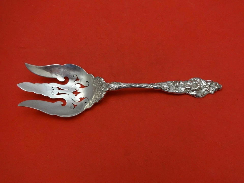 Les Six Fleurs by Reed and Barton Sterling Silver Salad Serving Fork 9 5/8" - Image 1 of 2