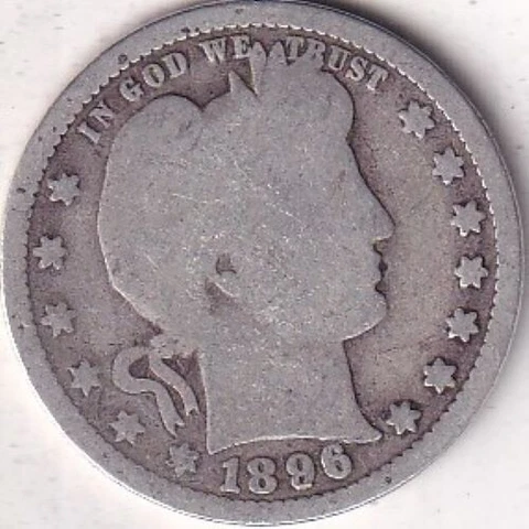 1896 SILVER Barber Quarter - G - #203 - BEAUTIFUL COLOR - BEAUTIFUL COIN Cover