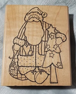 Annette Watkins Patchwork Santa Claus Christmas Rubber Stamp J1438 VTG 1995 - Picture 1 of 12
