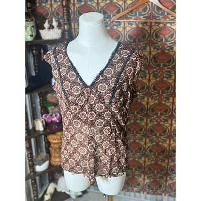 Emma James Womens Blouse Top Floral Medallion Print L Layering Sleeveless - Image 1 of 3