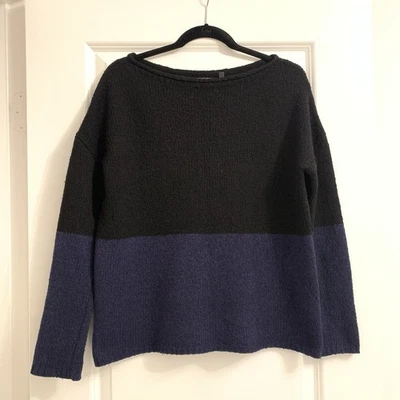 Vince wool silk cashmere blend colorblock sweater boat neck loose fit Sz S - Изображение 1 из 4