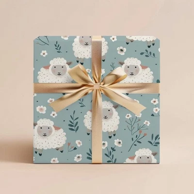 Farm Animal Wrapping Paper, Birthday or Baby Shower Gift Wrap, Sheep Roll - Image 1 of 4