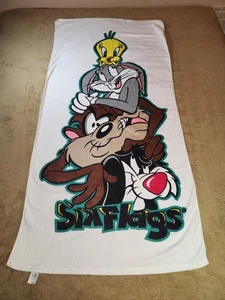 Neu Vintage Six Flags Looney Tunes Strandtuch 57"×30" Taz Bugs Tweety Sylvester - Bild 1 von 13