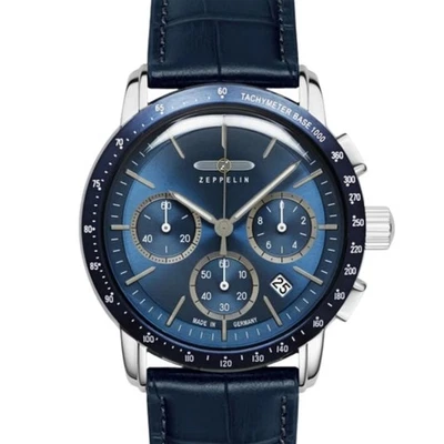 Reloj para hombre Zeppelin New York esfera azul cronógrafo correa de cuero 8878-3 Foto 1 de 4