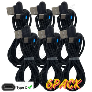 6x 90 Degree Right Angle USB Type C Fast Charger Cable 3/6Ft For Samsung Android - Picture 1 of 12