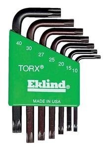 Eklind 10807 legierter Stahl Standard T10 bis T40 kurzer Arm Torx Schlüssel Set - Bild 1 von 5