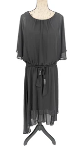 Vestido MSK Talla XL Negro Cóctel Fiesta Hi Lo Transparente Mangas Flutter Whimsey Gótico - Imagen 1 de 15