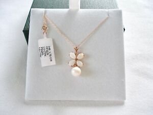 6 mm Pearl Solitaire, Opal 'Flower'  14k Rose Gold Dangle Pendant & Necklace