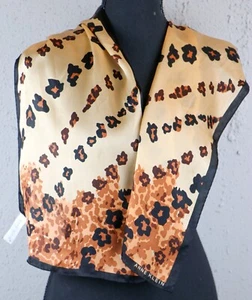 Ann Klein Women's Scarf Ascot Tie 100% Silk Leopard Print 11.5 x 52 Blemish - Picture 1 of 4