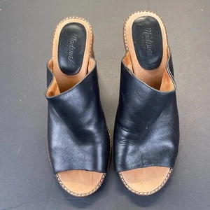 Sandalia Madewell Finch Mule, talla 8,5, cuero negro, preppy, tacón, zapatos para mujer - Imagen 1 de 17
