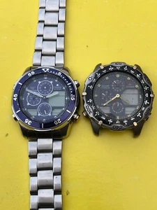 Lot of 2 Citizen C300 Promaster Navihawk Chronograph Men Watch For Parts/Repair - Picture 1 of 18
