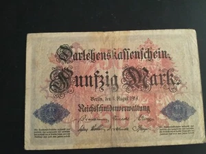 + Reichsbanknote + 50 Mark + 1914 + - Bild 1 von 2