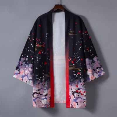 Men Women Kimono Coat Cardigan Jacket Tops Yukata Haori Unisex Japanese Floral - Image 1 of 4