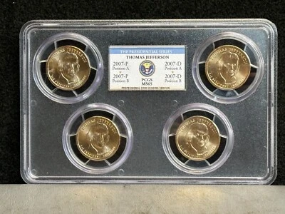 2007 Thomas Jefferson 4-Coin Presidental Dollar First Day of Issue Set PCGS MS65 - Image 1 of 4