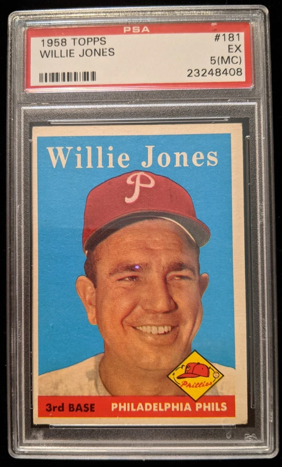 1958 Topps WILLIE JONES #181 PSA 5 (MC) EX Philadelphia Phils 23248408 - Image 1 of 2
