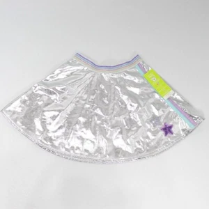 365Kids Garanimal Silver MetalliC Skater Skirt Youth Girls Size 4 Shiny Stars - Picture 1 of 6