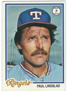 Autographed 1978 TOPPS #314 PAUL LINDBLAD Texas Rangers card w/ COA  - Picture 1 of 1