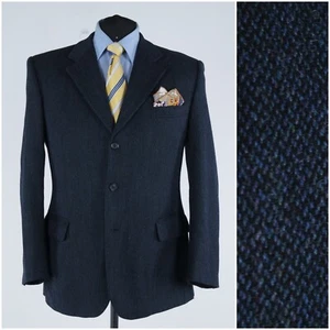 Mens Italian Tweed Jacket 46R UK Size ADOLFO TRABALDO Blue Sport Coat Blazer - Picture 1 of 17