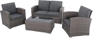 JOIVI Patio Furniture Set, 4 Piece Outdoor Patio Conversation Set, All-Weather - Picture 1 of 5