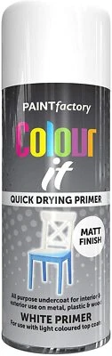 Paint Factory Colour It Matt Finish Spray Paint White Primer 400ml - Image 1 of 4