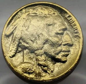 1925-S BUFFALO NICKEL 24K Gold Plated Gorgeous Eye Appeal Lucky Key Date #Z2 - Picture 1 of 5