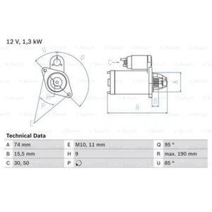 BOSCH Arrancador Starter 1.3kW Para Toyota Corolla Verso Avensis Station Wagon - Imagen 1 de 1