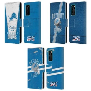 OFFICIAL NFL DETROIT LIONS LOGO ART LEATHER BOOK WALLET CASE FOR HUAWEI PHONES 4 - Picture 1 of 9