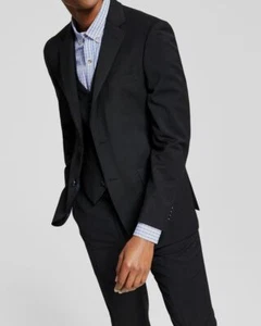 $640 Tommy Hilfiger Men's Black Modern-Fit Wool Jacket Pants 2-Piece Suit 42S - Picture 1 of 4