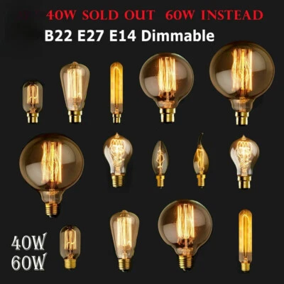 E27 B22 E14 Vintage Antique Style Bulbs Edison Industrial Filament Bulb Light - Image 1 of 4