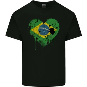 Love Brazil Flag Brazilian Day Football Kids T-Shirt Childrens - Picture 1 of 3