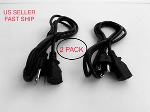 2PC 3-Prong Trapezoid Computer Power Cord Universal PC Cable Standard Wire 6 Ft - Picture 1 of 2