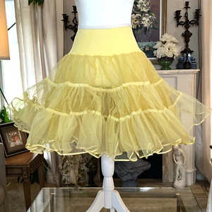 Vintage Malco Modes Square Dance 2 Layer Petticoat Crinoline Yellow Sz S - Picture 1 of 11