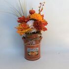 AGD Fall Decor - Pumpkin Spice Milk Can Filled Artificial Floral Display