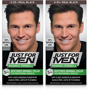 Just For Men Original Formula Restores Men's Hair Color, Real Black (2 Pack)