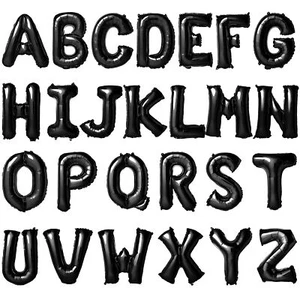 16 Inch Black Letter Balloons Mylar Foil Alphabet Letter A-Z Balloons Set for... - Picture 1 of 4