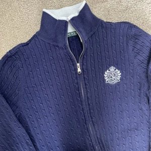 Chaqueta Suéter Lauren Ralph Cableknit Para Mujer Cresta Mediana Azul Marino Dinero Antiguo - Imagen 1 de 7