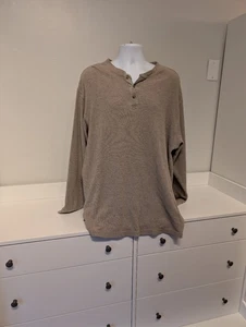 Vintage LL Bean Herren XL Tall 100% Baumwolle Hergestellt in den USA Hellbraun Henley Hemd - Bild 1 von 5