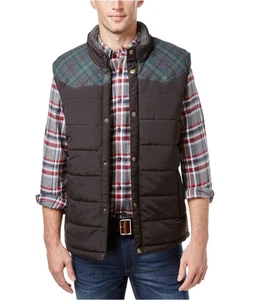 Weatherproof Mens Vintage Pieced Plaid Puffer Vest, black, 2XL - Picture 1 of 2