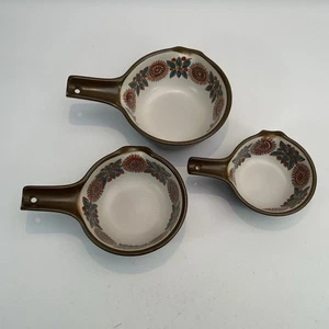 Vintage Norge Figgjo Flameware Ceramic 3 Nesting Saucepans 70's Graduating Sizes - Picture 1 of 18