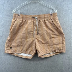 OAS Swim Trunks Mens Large Orange Geometric Lined Beach Resort Drawstring Adult - Picture 1 of 15